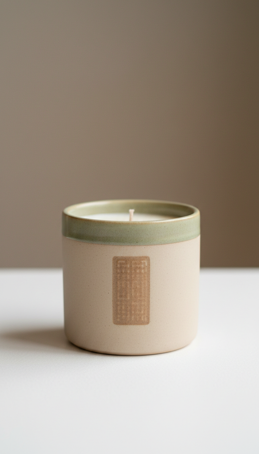 Cream ceramic café crema candle