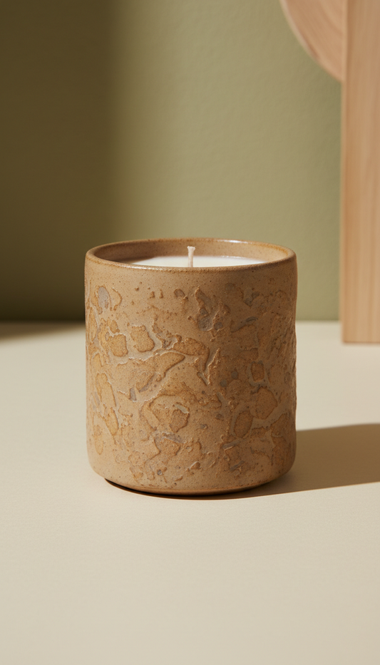 Ochre ceramic earth ochre candle